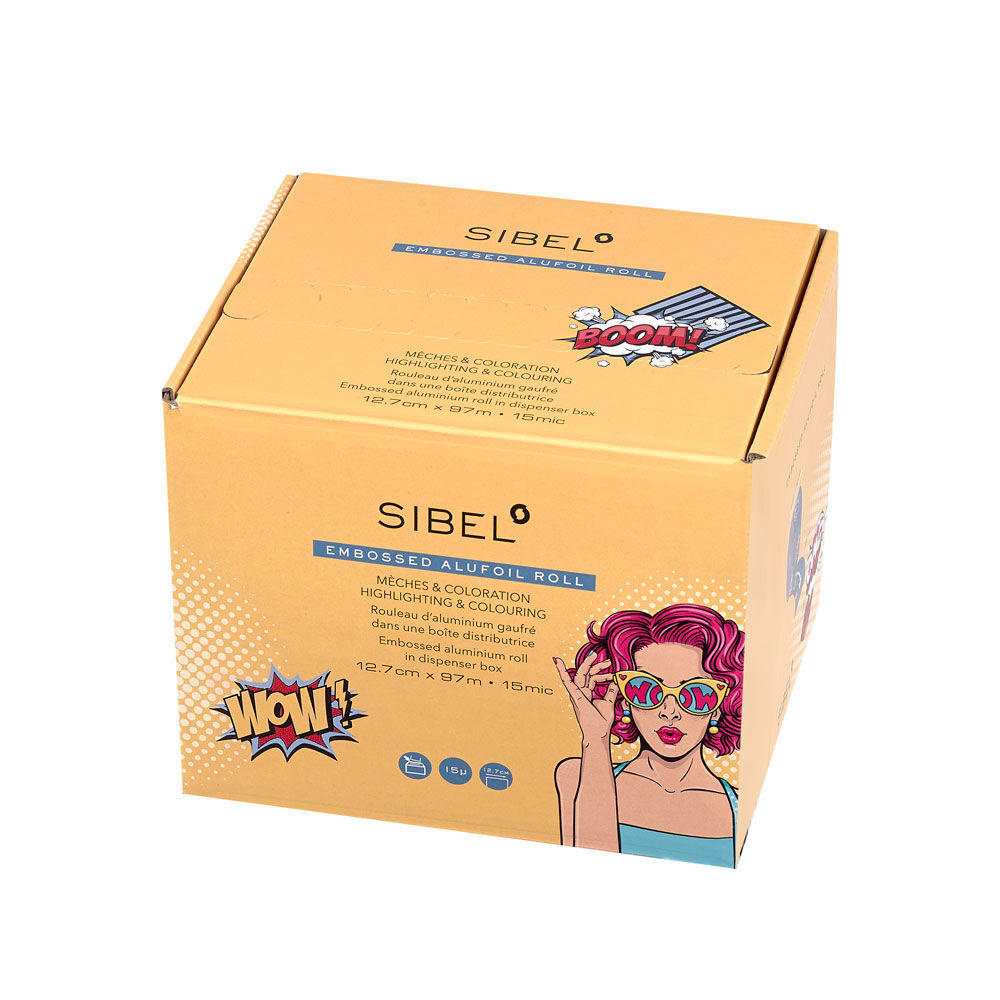 SIBEL Alufoil Gaufr&eacute; Rouleau 12.7x97m 15&micro; SS26 PopArt Ltd