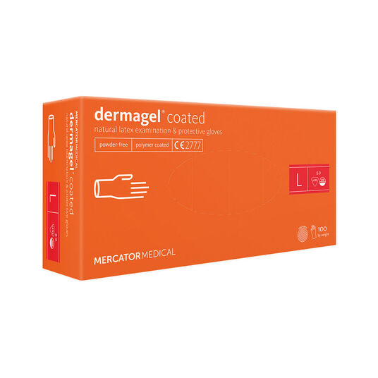Mercator Gants d'examen en latex non-st&eacute;rile dermagel coated sans poudre Grand 100 pi&egrave;ces