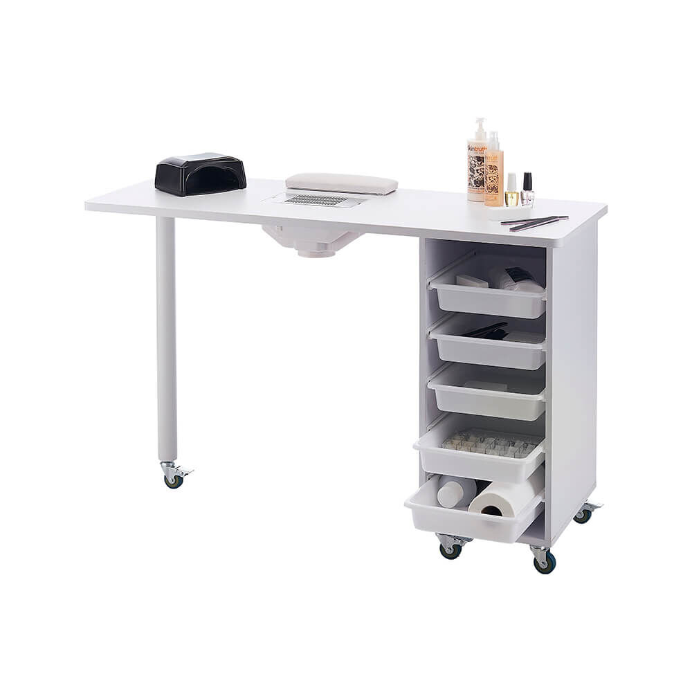 S-PRO Table Manucure avec ventilateur d'extraction Blanc