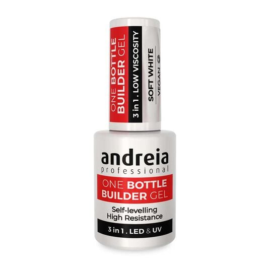 Andreia Professional One Bottle Builder Gel 3 In 1 - Gel de Construction 3 en 1 Faible Viscosit&eacute; - Blanc doux 14ml