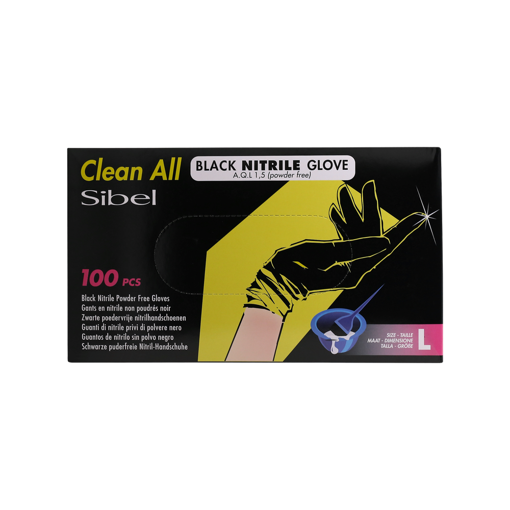 Clean All Gants Noirs en Nitrile L x100