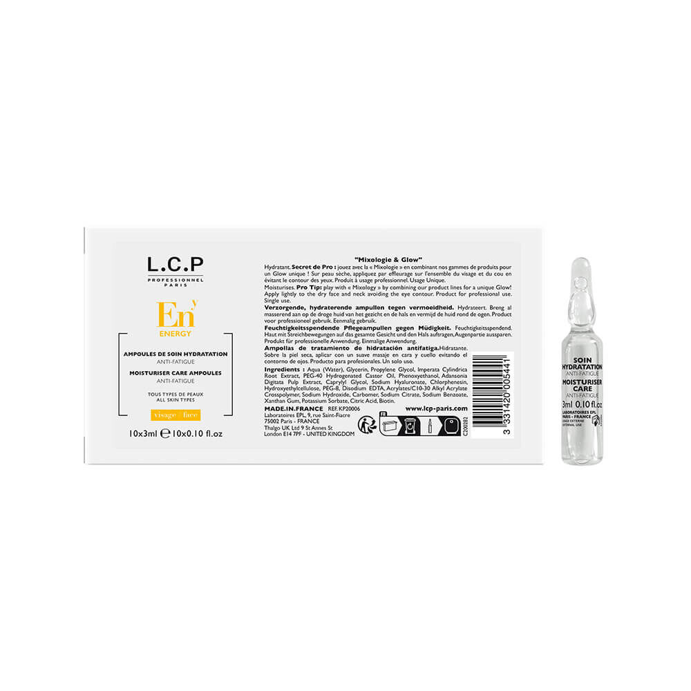 L.C.P Professionnel Paris Energy Verzorgende, hydraterende ampullen tegen vermoeidheid 3ml