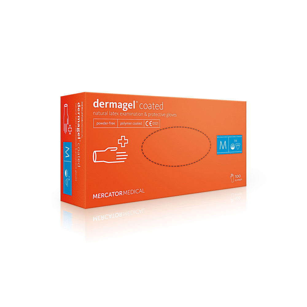 Mercator Niet-steriele witte latexhandschoenen dermagel coated ongepoederd Middel 100 stuks