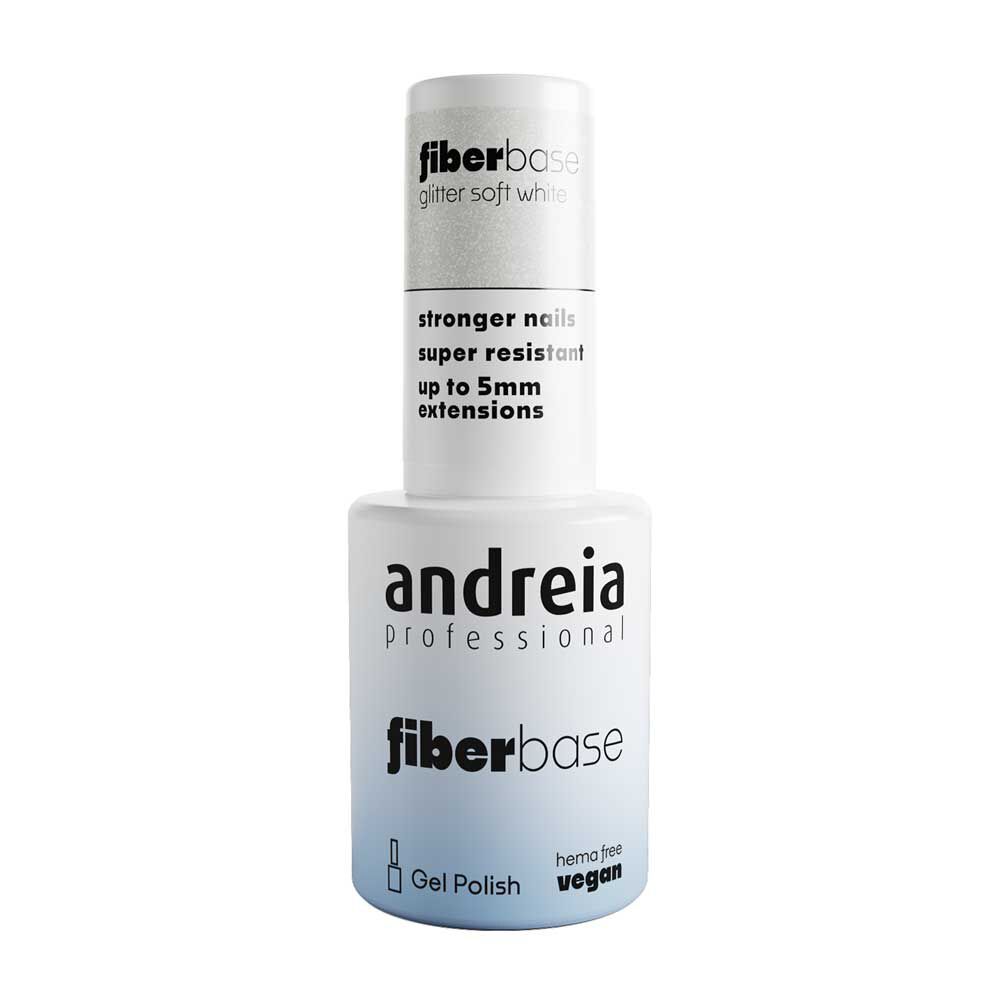 Andreia Professional Fiber Base Hema-vrije gellak - Glitter Zacht wit 10.5ml