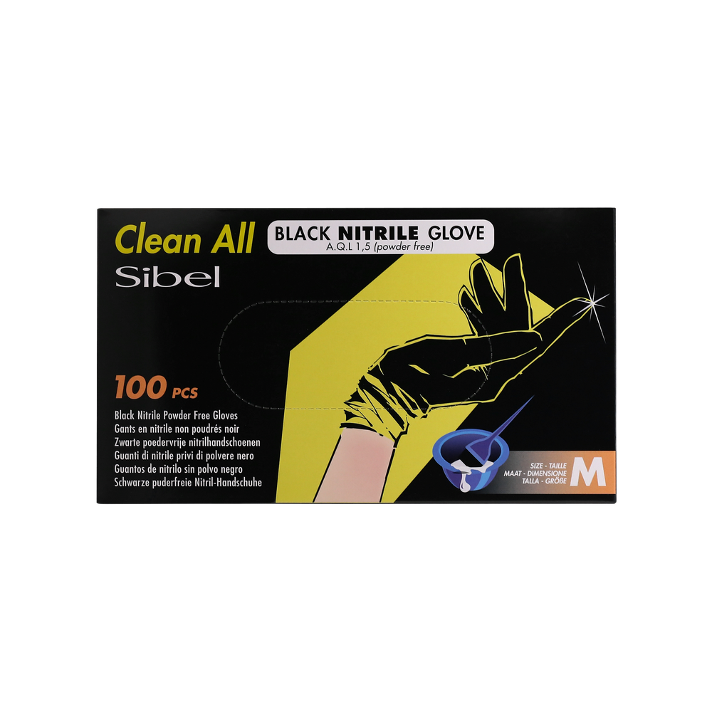 Clean All Gants Noirs en Nitrile M x100