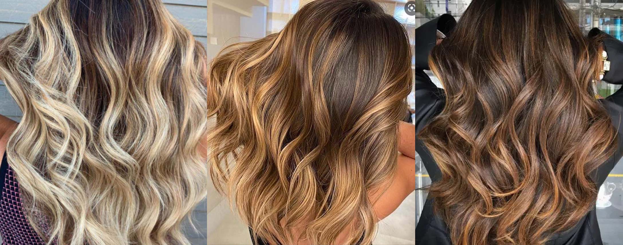 blonde, caramel, brunette balayagehaar